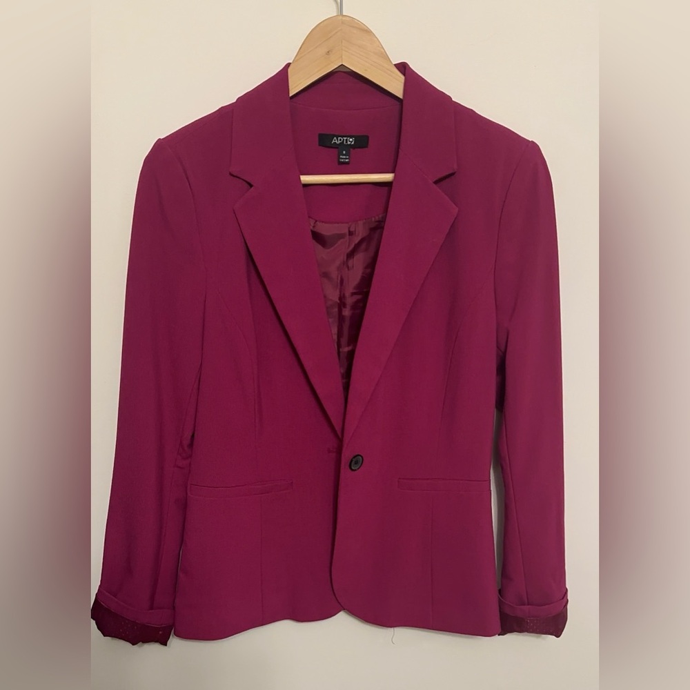 Apt.9 One Button Blazer Jacket Fuchsia Purple Wor… - image 7